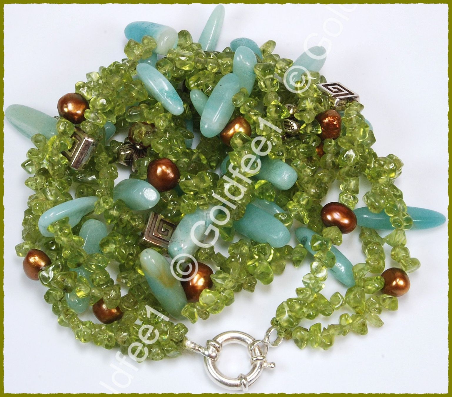 Ketten: 3-reihige Kette aus Peridot Amazonit & Perlen ca. 51cm – Neu und originalverpackt aus Oberglatt ZH von Goldfee1 2