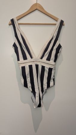 Ted Baker Swimsuit striped deep V-neck size 2-3