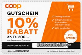 Coop  10% Rabatt auf Alles ( individueller Code)