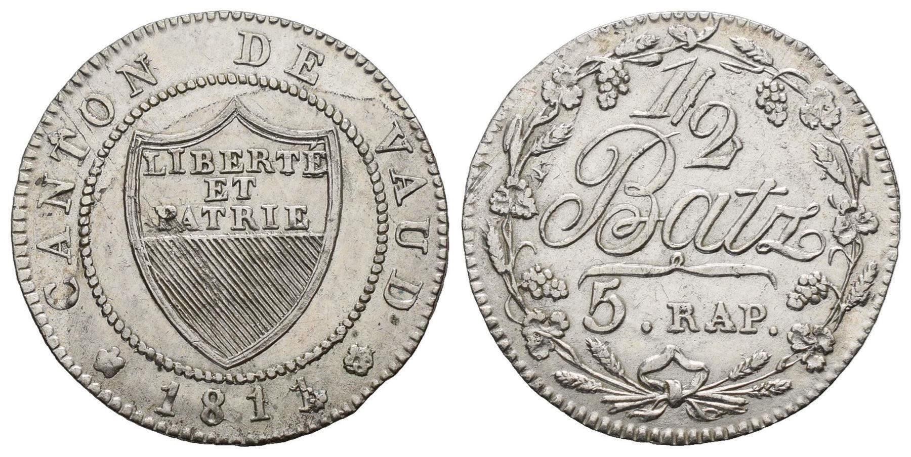 Alle Münzen: Waadt Halbbatzen 1811 Silber? /310/ – Gebraucht aus Trimbach von Solothurn1