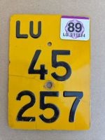 Velonummer LU 89 gelb Mofanummer Mofaschild Plaque Mofa