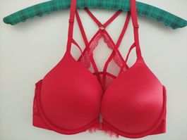 Victoria's Secret BH rot Grösse 34C/75 Push-Up Spitze 