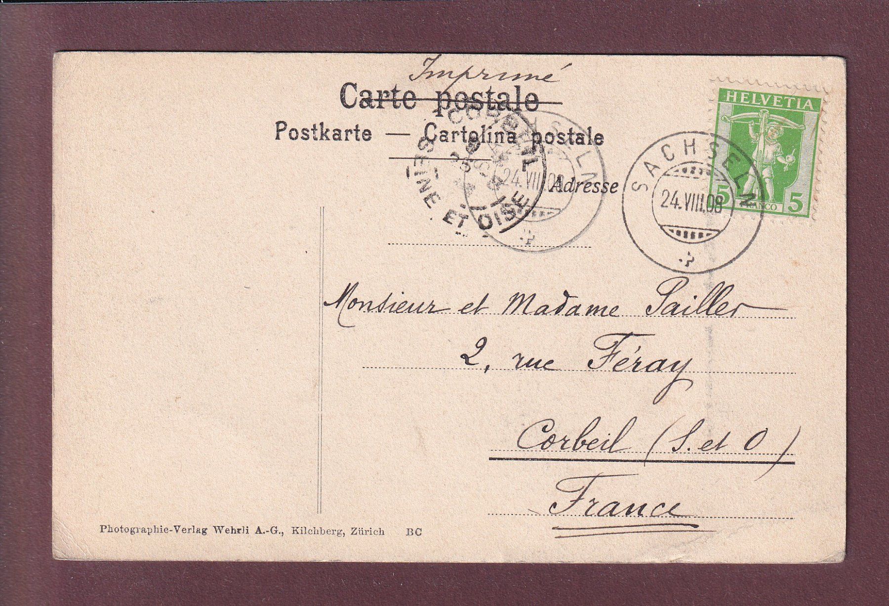 Cartoline postali: RIGI-BAHN - Schnurtobelbrücke - 1908 – Usato da Pully venduto da nicecards 1