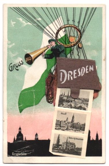 Foto & Poster: Leporello-AK Dresden, Heissluftballon mi – Usato da Berlin venduto da bartko-reher