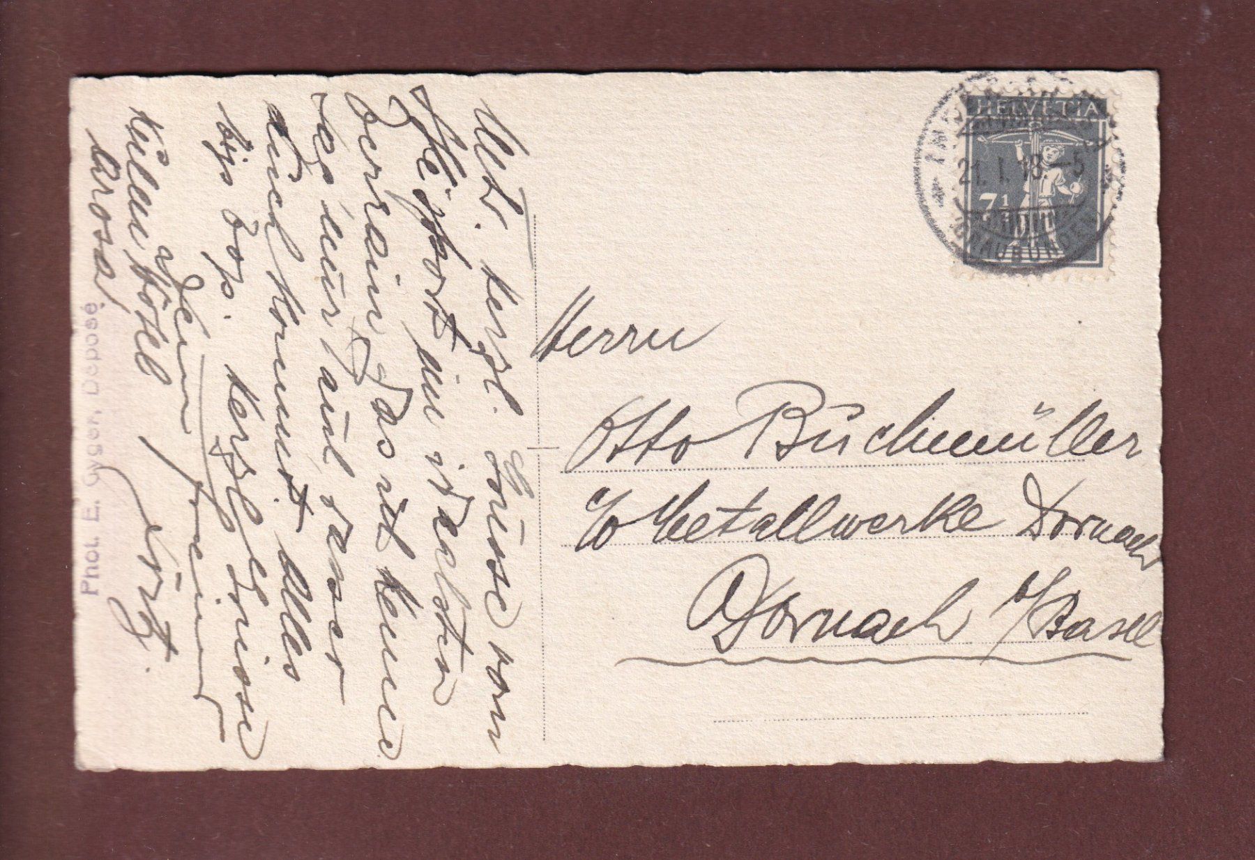Cartoline postali: Photo E. GYGER - 1918 – Usato da Pully venduto da nicecards 1