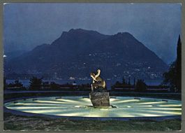 AK col Lugano TI di notte ≈ 1981