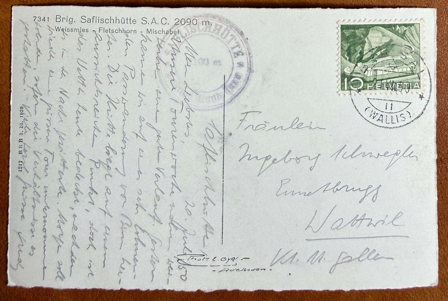 Cartoline postali: Brig - Safilschhütte  1953 – Usato da Lutry venduto da Ediego 1