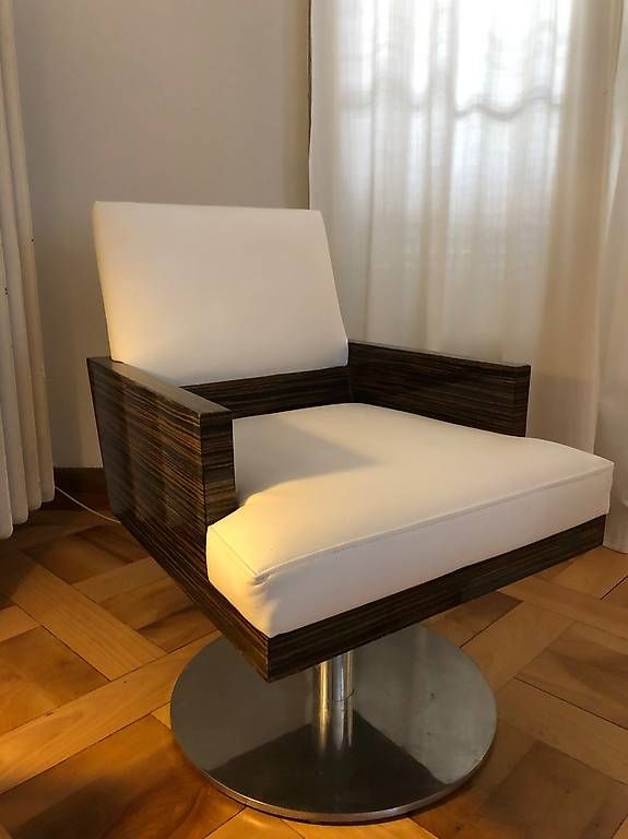 Sessel: Design Sessel, drehbar, Leder weiss – Gebraucht aus Zürich von sil_j2sz