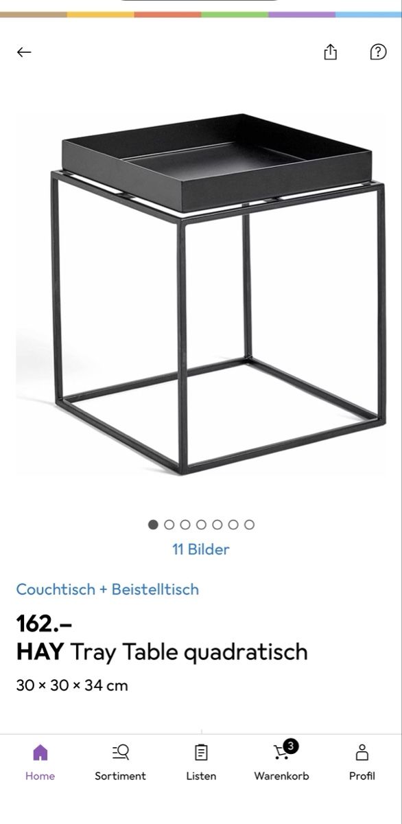 Nachttische: 2x HAY Tray Table quadratisch - schwarz – Gebraucht aus Zürich von AH8001 2