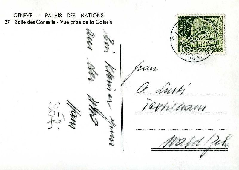 Cartoline postali: Genève - Palais des Nations UNO + 1955 – Usato da Emmenbrücke venduto da teestube 1