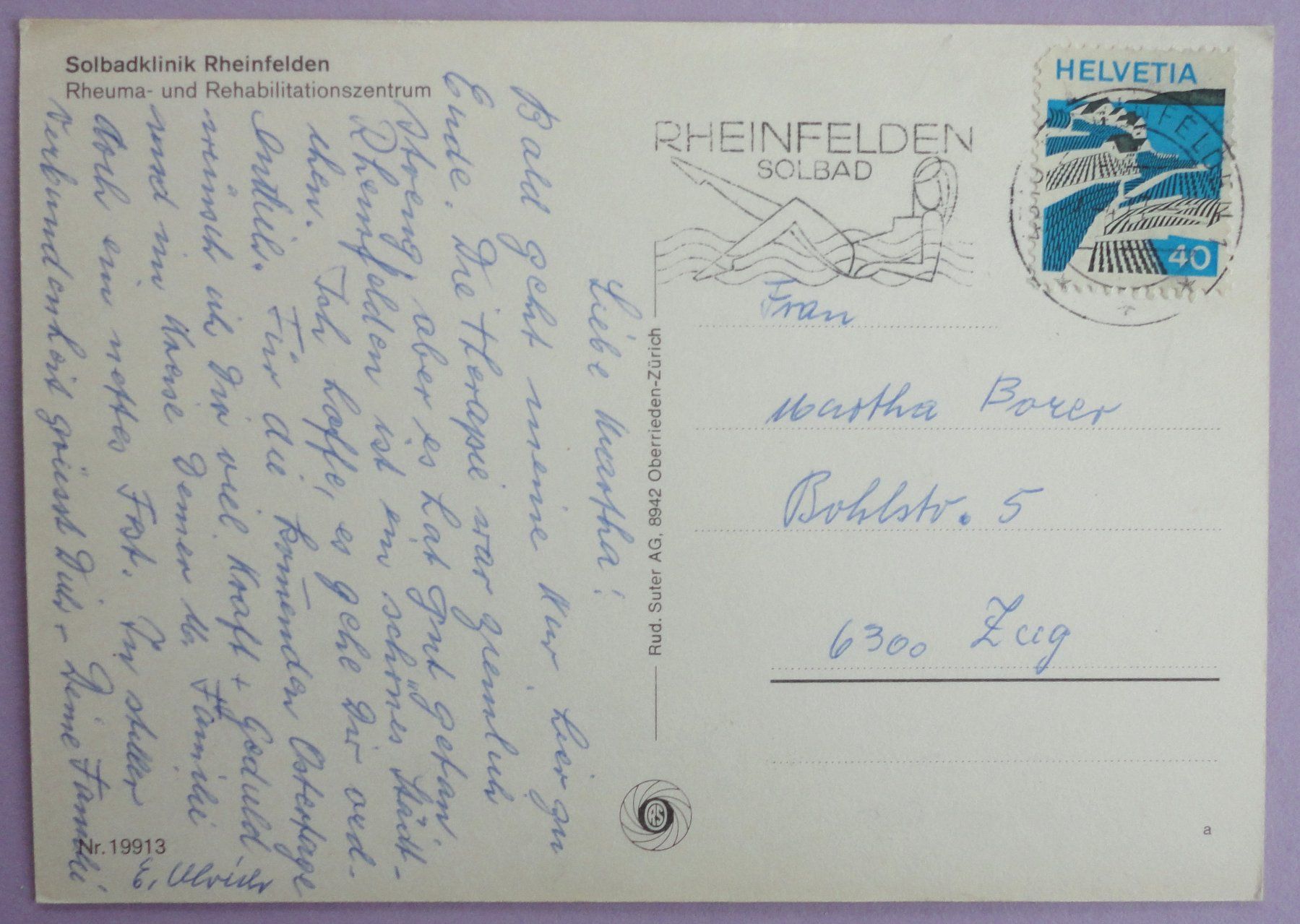 Cartoline postali: Solbadklinik Rheinfelden – Difettoso da Fétigny venduto da Billy2miny 1