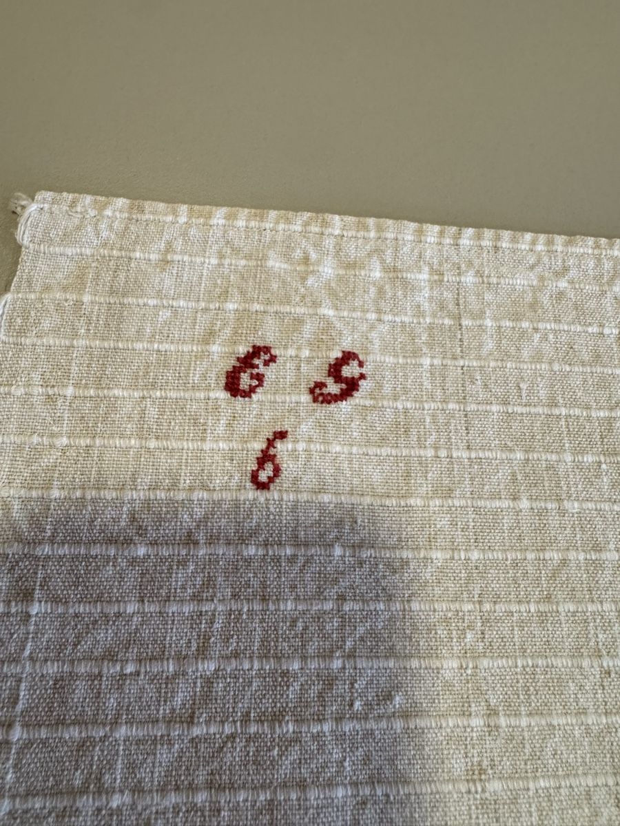 Altra biancheria da tavola: Alte Tischdecke, Leinen, Handarbeit, Monogramm "69" – Usato da Herisau venduto da Sas73 1