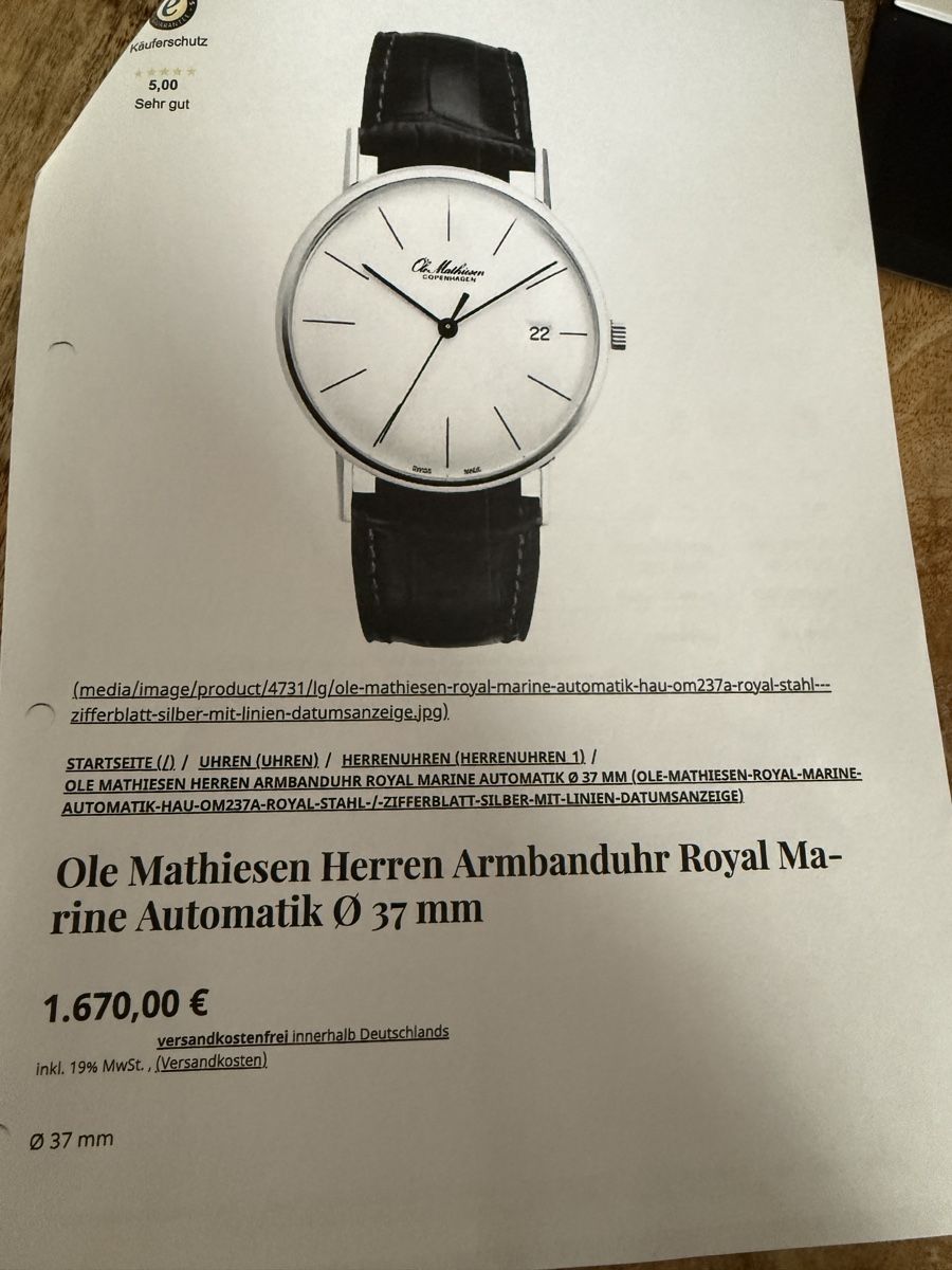 Orologi: Ole Mathiesen Royal Marine 37mm – Usato da Sachseln venduto da TsuaRi 2