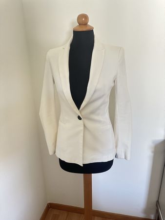 Zara Basic Women's Blazer, Size 34, Cream, Elegant Style!