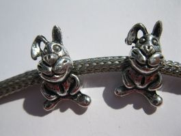 2 Beads Metallperlen Grosslochperlen Hase