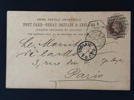 Carte postale ancienne Londres-Paris 1892 état d'usage