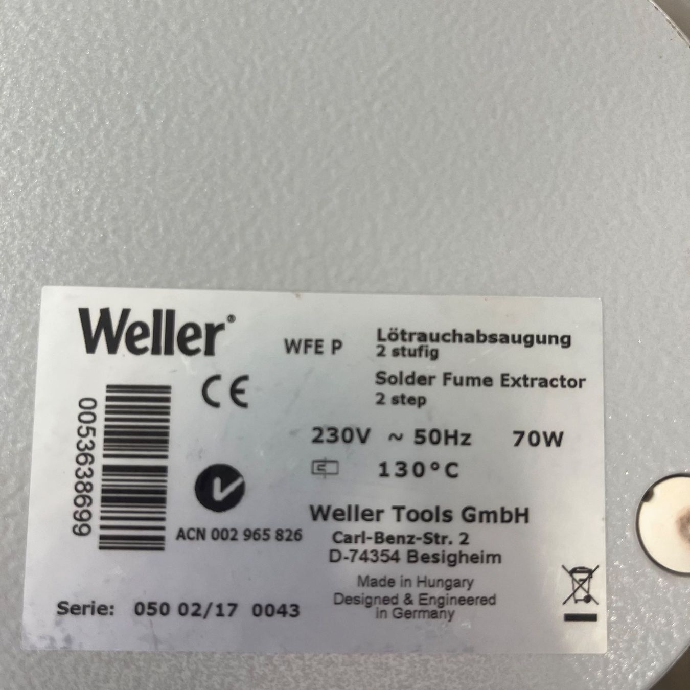 Weller Tutti gli attrezzi: Weller WFE P Lötrauchabsaugung – Usato da Niederdorf venduto da LeptonAG_Labor 7