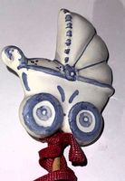 Taufgeschenk Kinderwagen-Stecker, blau, Handarbeit, Keramik
