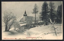 Davos-Frauenkirch, Ortspartie mit Kirche