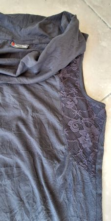 StreetOne Tunika, LongShirt mit Spitzendeko grau Gr. 40