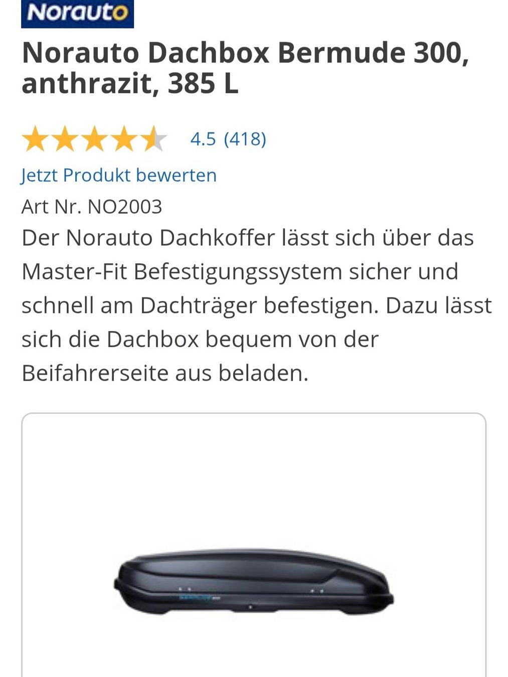 Box da tetto: Norauto A.T.U Bermuda 300 Dachbox NEU – Nuovo (secondo la descrizione) da Bremgarten b. Bern venduto da Marge7979 5