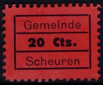 Tutti i francobolli: 20 Cts. Fiskalmarke der Gemeinde SCHEUREN – Usato da Eglisau venduto da Chperfins