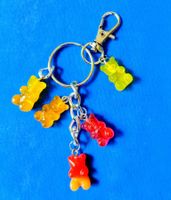 Gummibärchen-Schlüsselanhänger 5 Charms Rot Gelb Orange NEU!