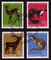 1967_Pro Juventute WILDTIERE Reh_Marder_Steinbock_Otter_ET !