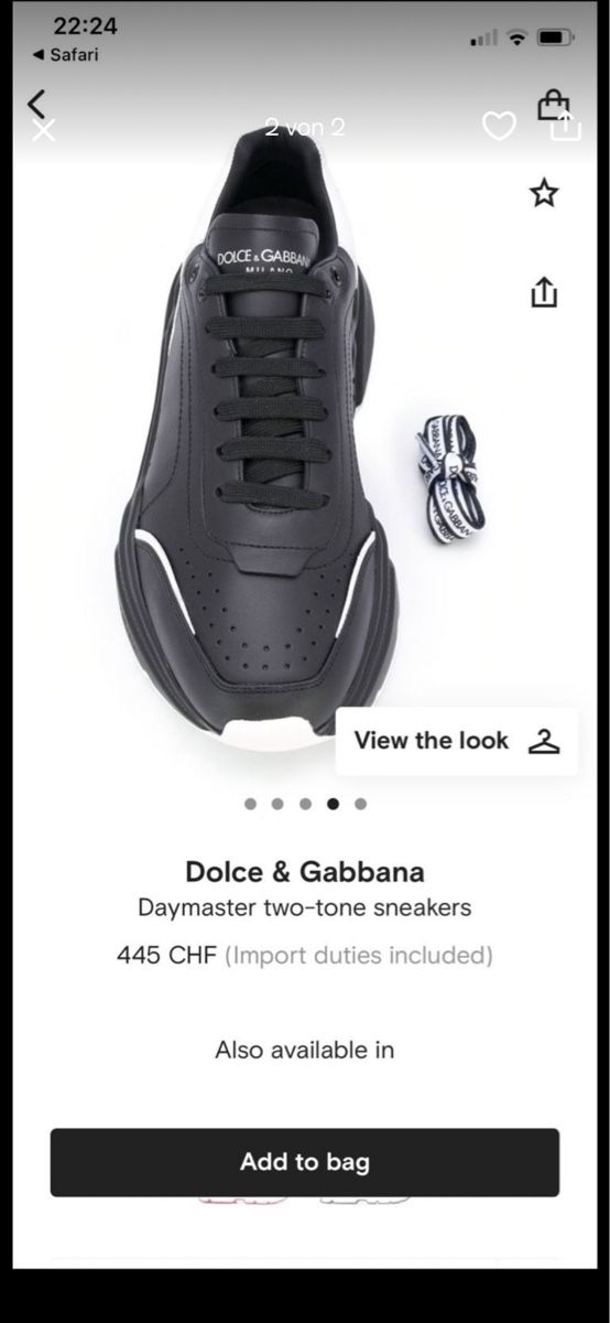 Dolce & Gabbana Scarpe da uomo: Dolce & Gabbana Sneaker Daymaster, Schwarz/Weiss, Gr. 44 – Nuovo e nell'imballaggio originale da Brugg AG venduto da Coni1989 1