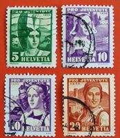 🇨🇭Frauentrachten Helvetia Pro Juventute 1933-1936, 4 Stück