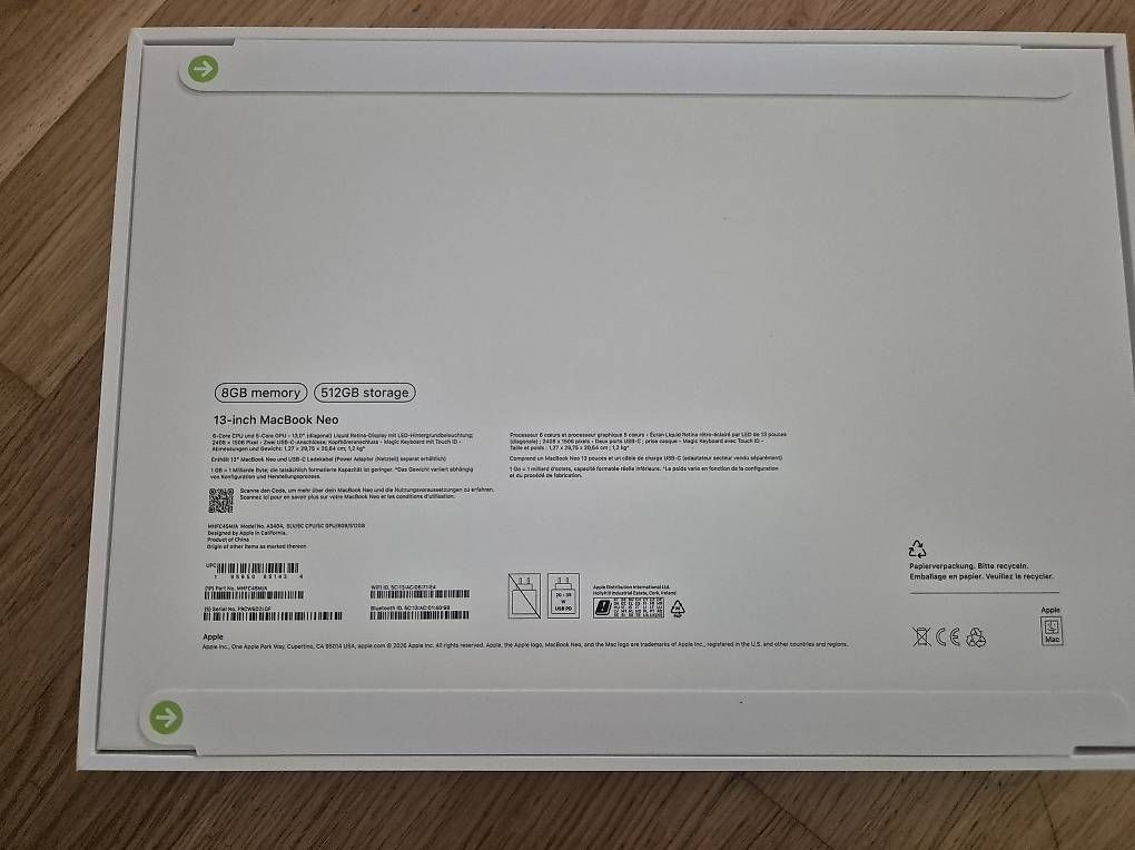 Apple Notebooks: Apple Macbook Neo 512GB Silber – Gebraucht aus Niederweningen von era_s96g 1