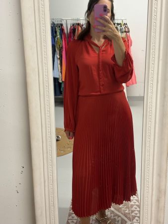Lauren Ralph Lauren Maxikleid 36 Rostrot Plissee Kleid
