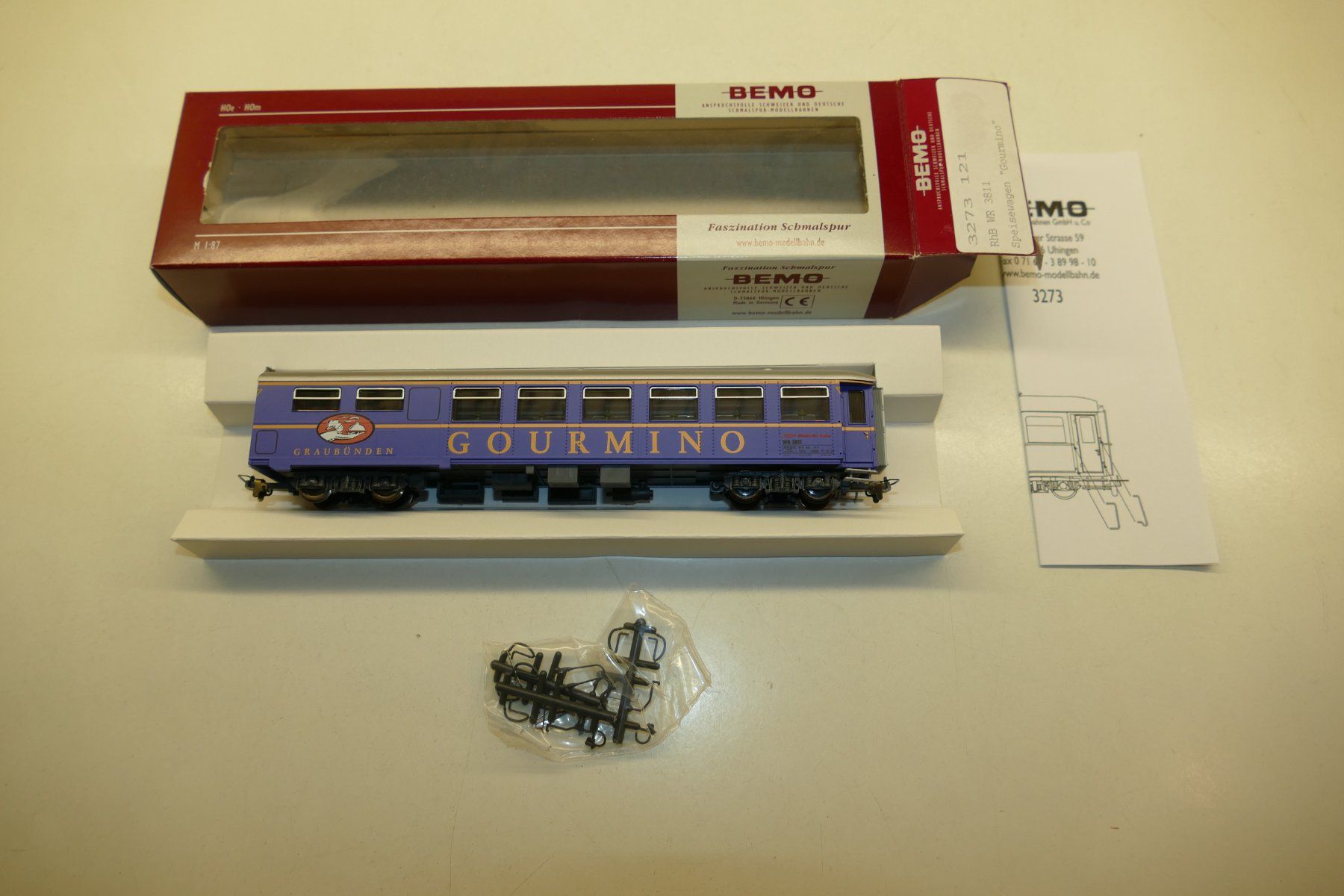 Bemo Modellini di ferrovie: Bemo H0m: RhB Speisewagen Gourmino – Nuovo (secondo la descrizione) da Niederhasli venduto da rail-duerst