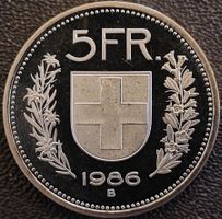 5 Franken 1986 stgl. / aus Münzsatz