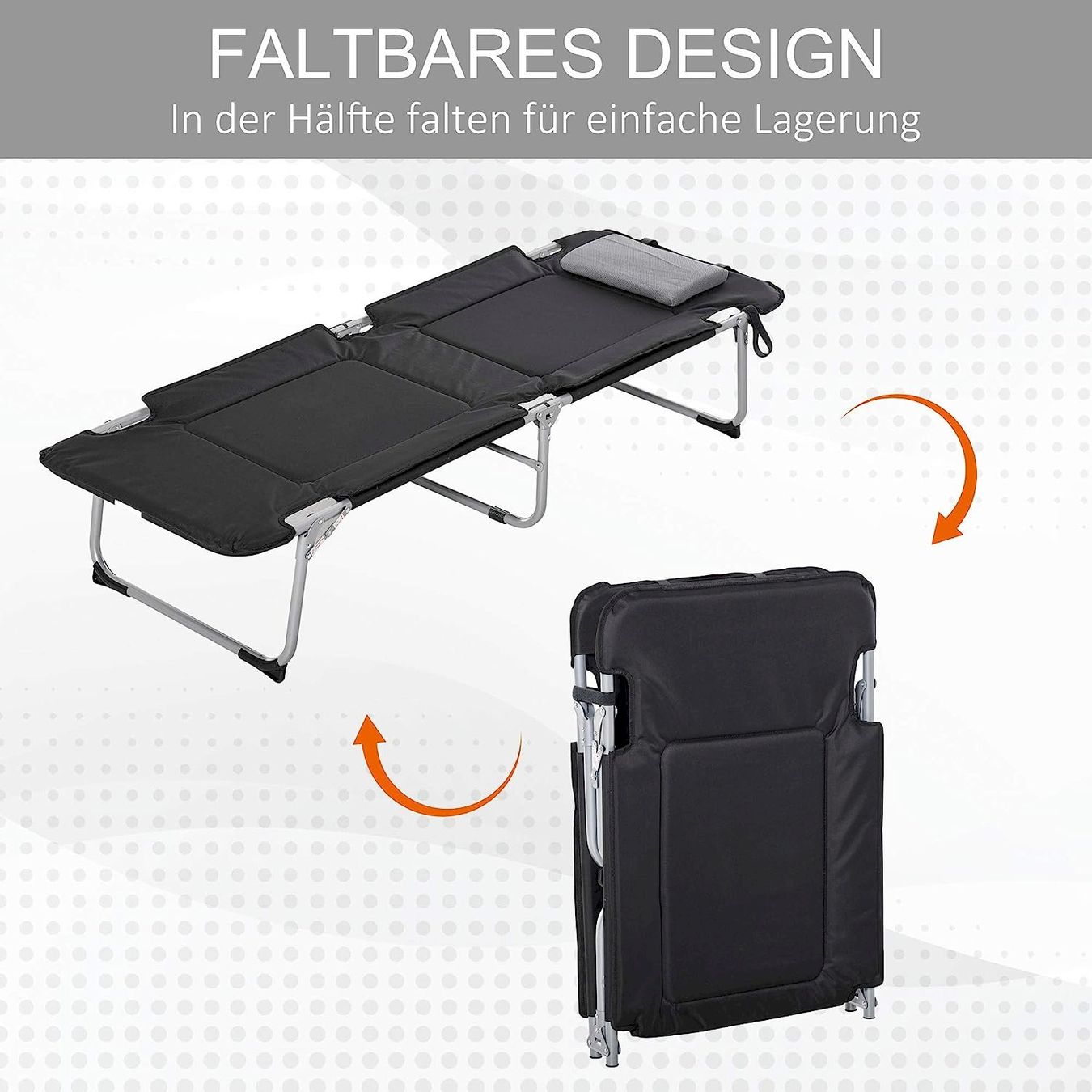 Sedie a sdraio: Outsunny Campingbett Schwarz – Nuovo e nell'imballaggio originale da Bottighofen venduto da zaap 3