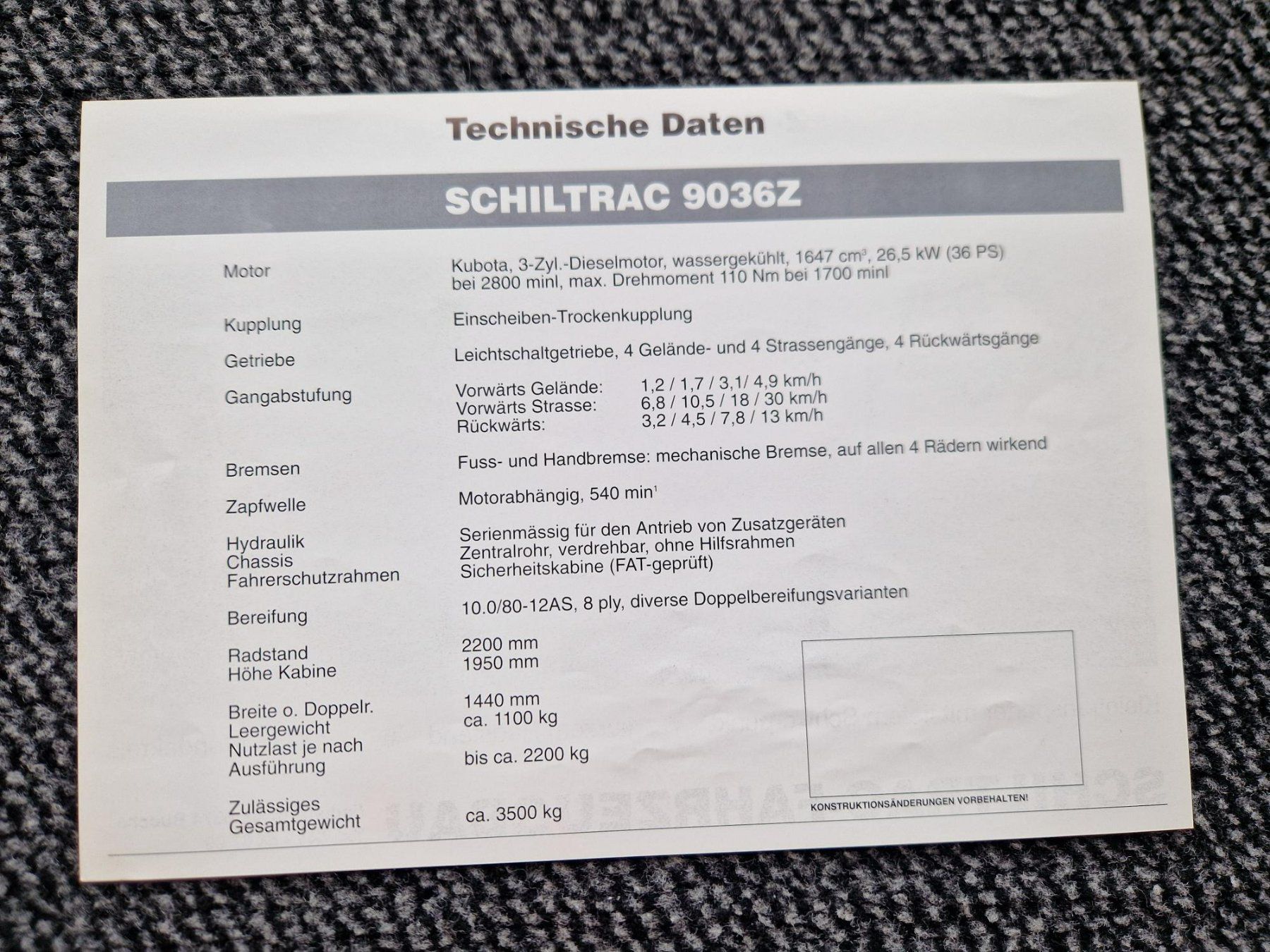 Schilter Traktoren: Original Prospekt Schiltrac Transporter 9036Z – Gebraucht aus Dürnten von Bachtel84 1