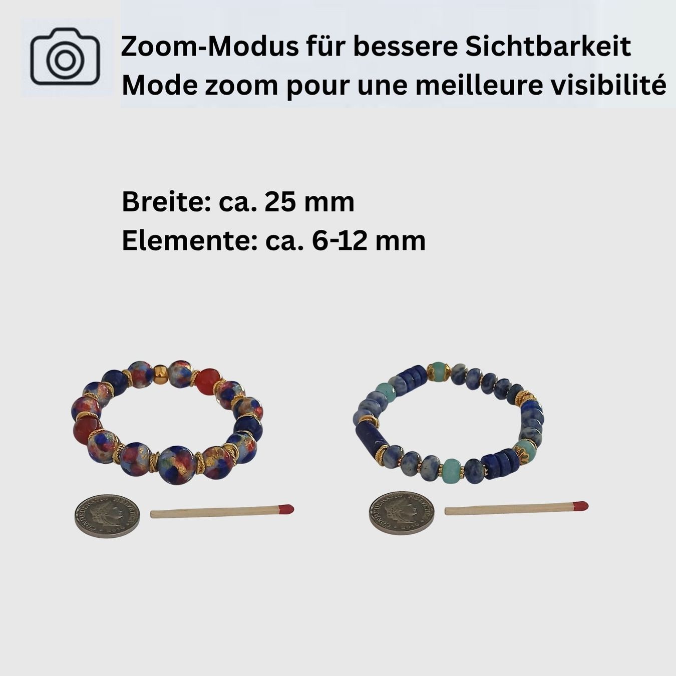 Bracciali & Braccialetti: Armband elastisch bracelet élastique Lapislazuli Unikat – Nuovo e nell'imballaggio originale da Lütisburg venduto da Emarra 5