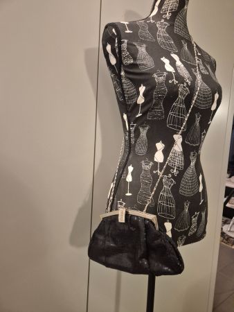 Elegante Vintage Abendtasche, schwarz, mit Pailletten bes...