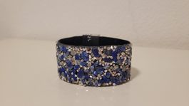 Armband Modeschmuck blau Alcantara Kristall