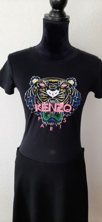 Schwarzes KENZO T-Shirt mit Tiger-Print, Grösse XS/S