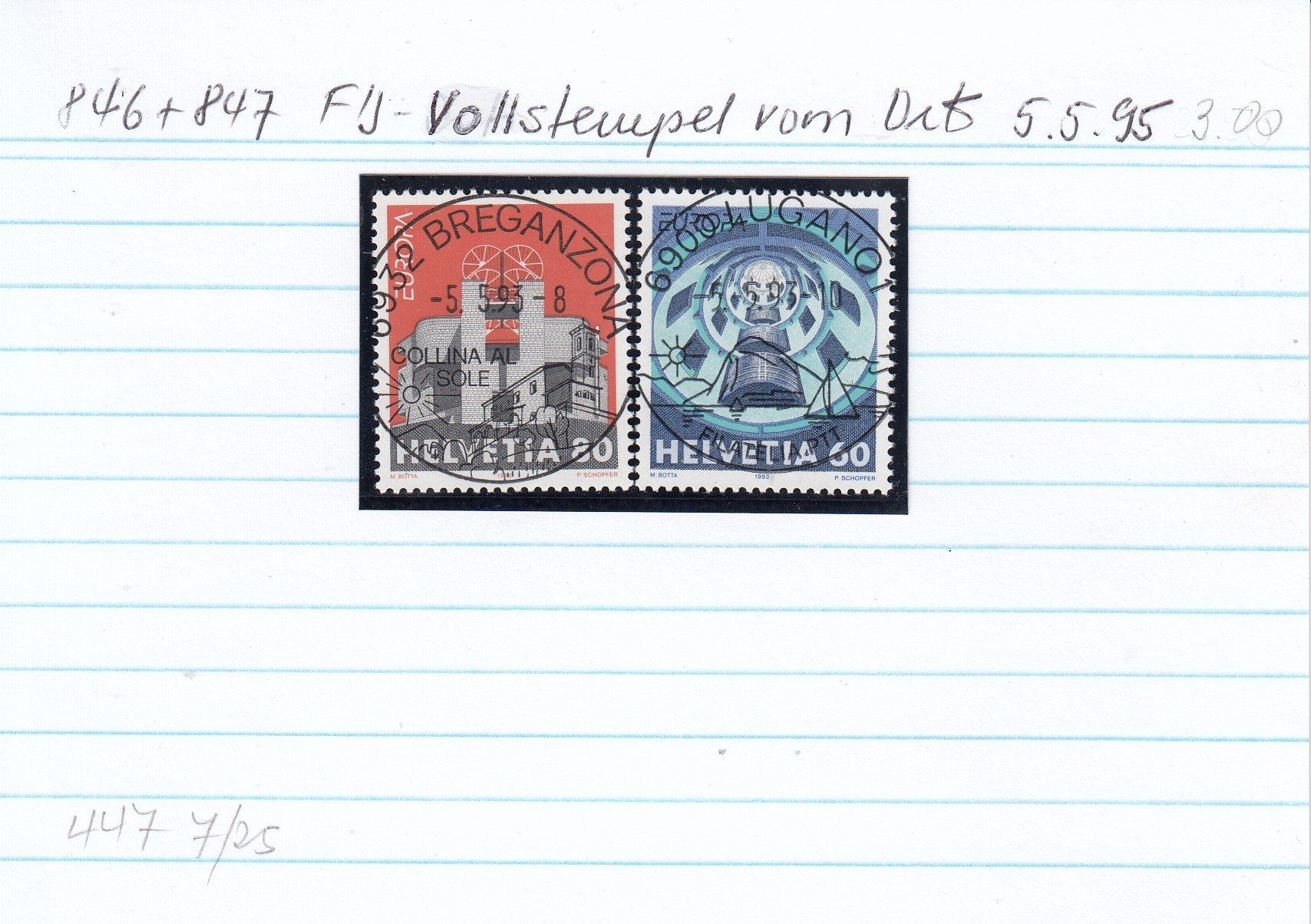 Tutti i francobolli: 846+847 FD-Vollstempel vom Ort 5.5.95 – Usato da Spreitenbach venduto da Lienbi01 1