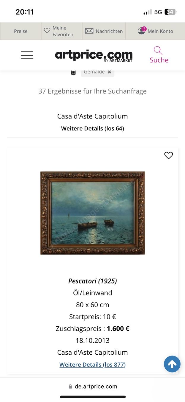 Dipinti: Ölgemälde Segelboote signiert G. CAVALLERI – Usato da Cham venduto da Chramschopf 4