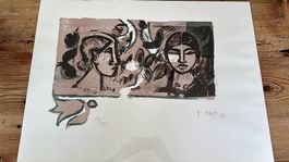 Lithografie von Rudolf Mirer "Gsichter"