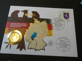 Deutschland 1992, Münzbrief mit 1-Mark-Stück 1991 - Hessen