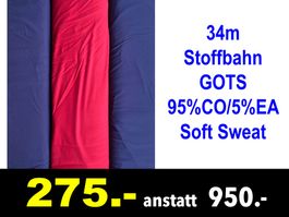🔴 Stoffbahn 34m GOTS 95%CO/5%EA Soft Sweat /484B