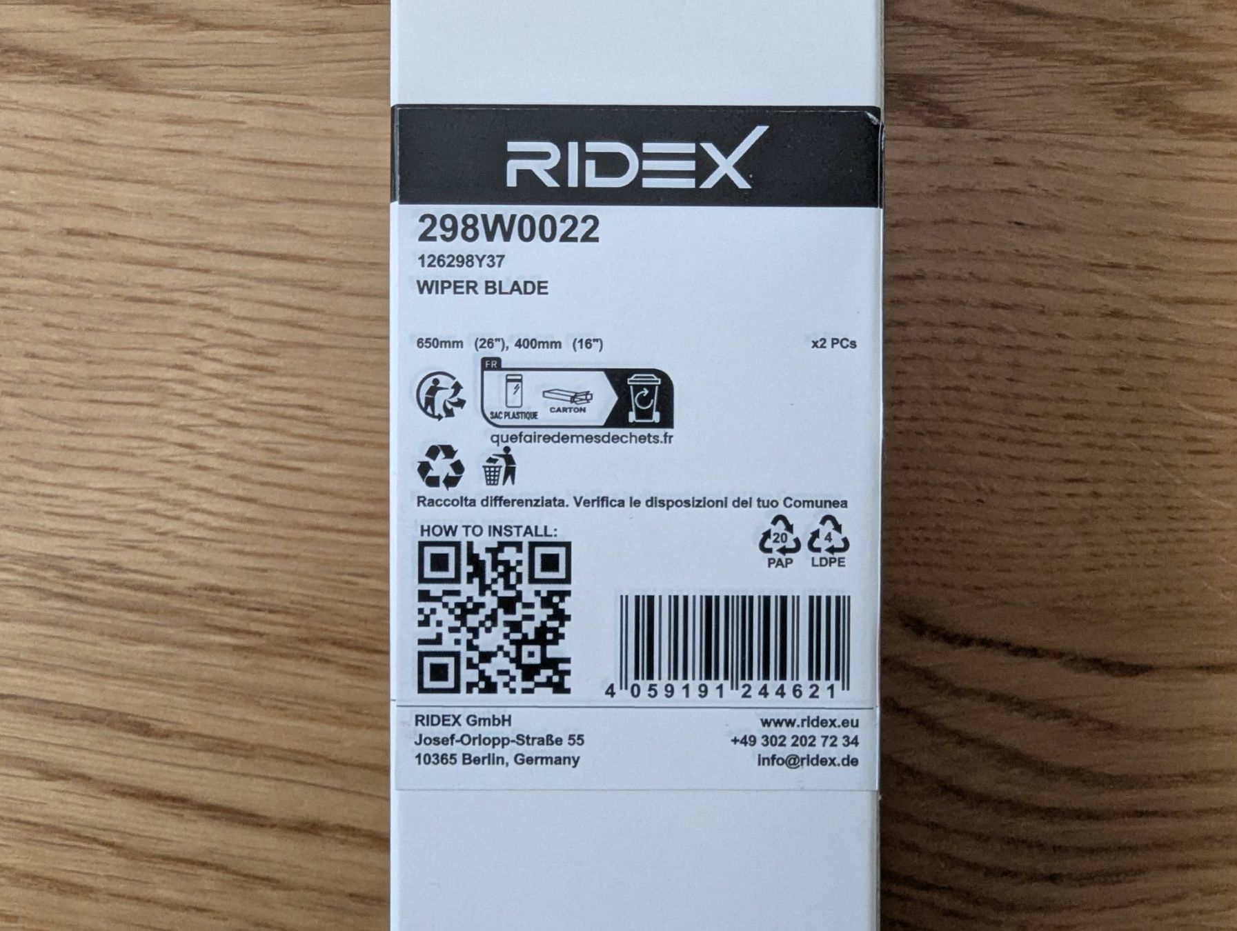 Alle Autoersatzteile: RIDEX Scheibenwischer 298W0022 – Neu (gemäss Beschreibung) aus Liestal von SirGatling 3