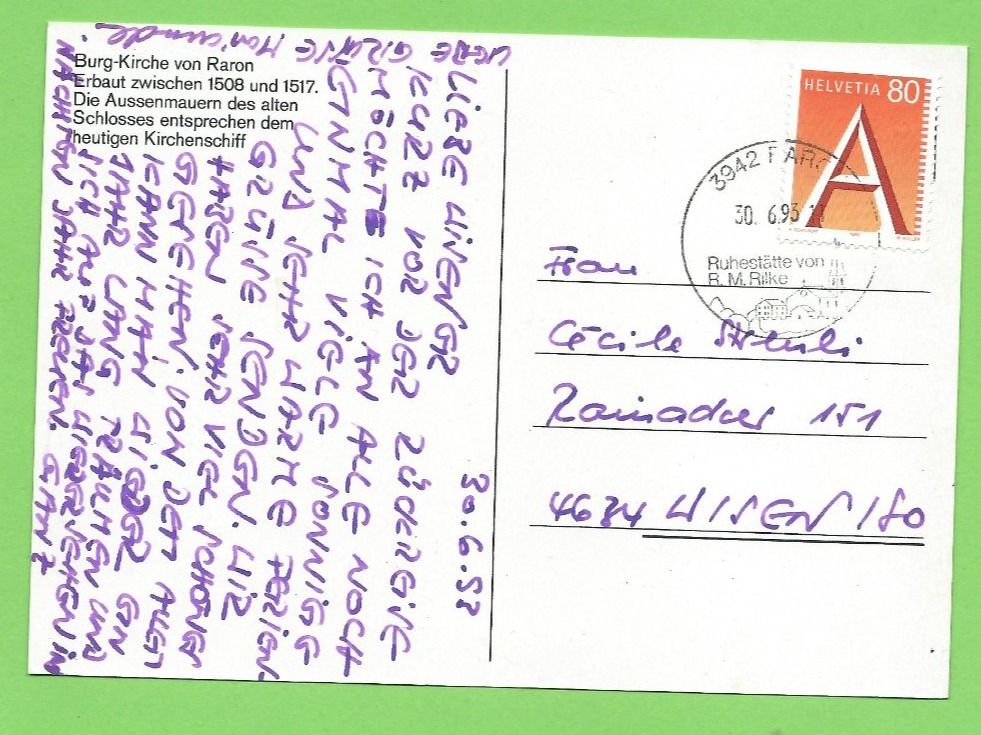 Cartoline postali: Burg-Kirche von Raron – Usato da Zürich venduto da t24_de 1