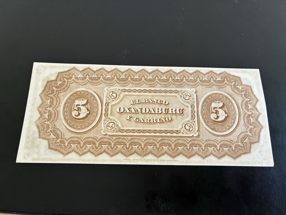 Banconote: 5 pesos 1869 bankfrisch  – Nuovo (secondo la descrizione) da Dällikon venduto da Woldbanknoten 2