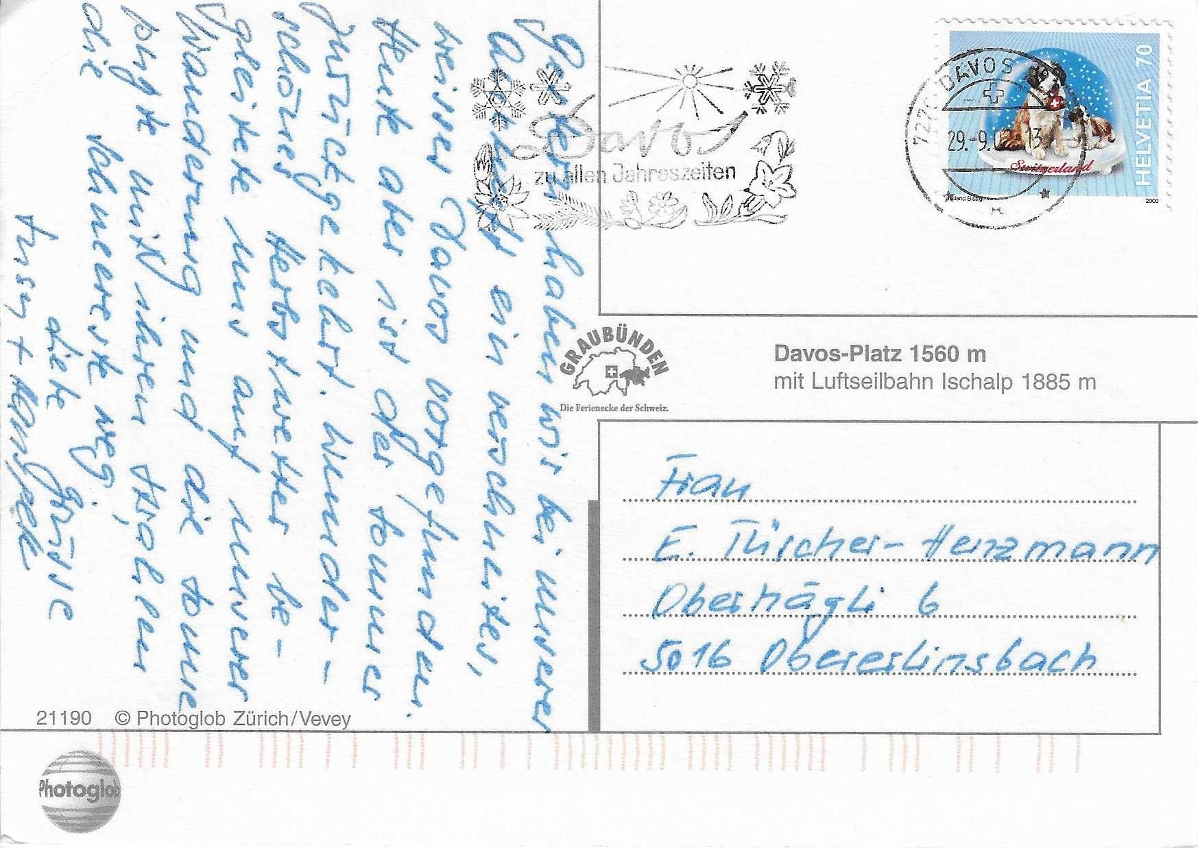 Cartoline postali: Davos-Platz mit Luftseilbahn Ischalp GR – Usato da Rothrist venduto da Stranglehold 1