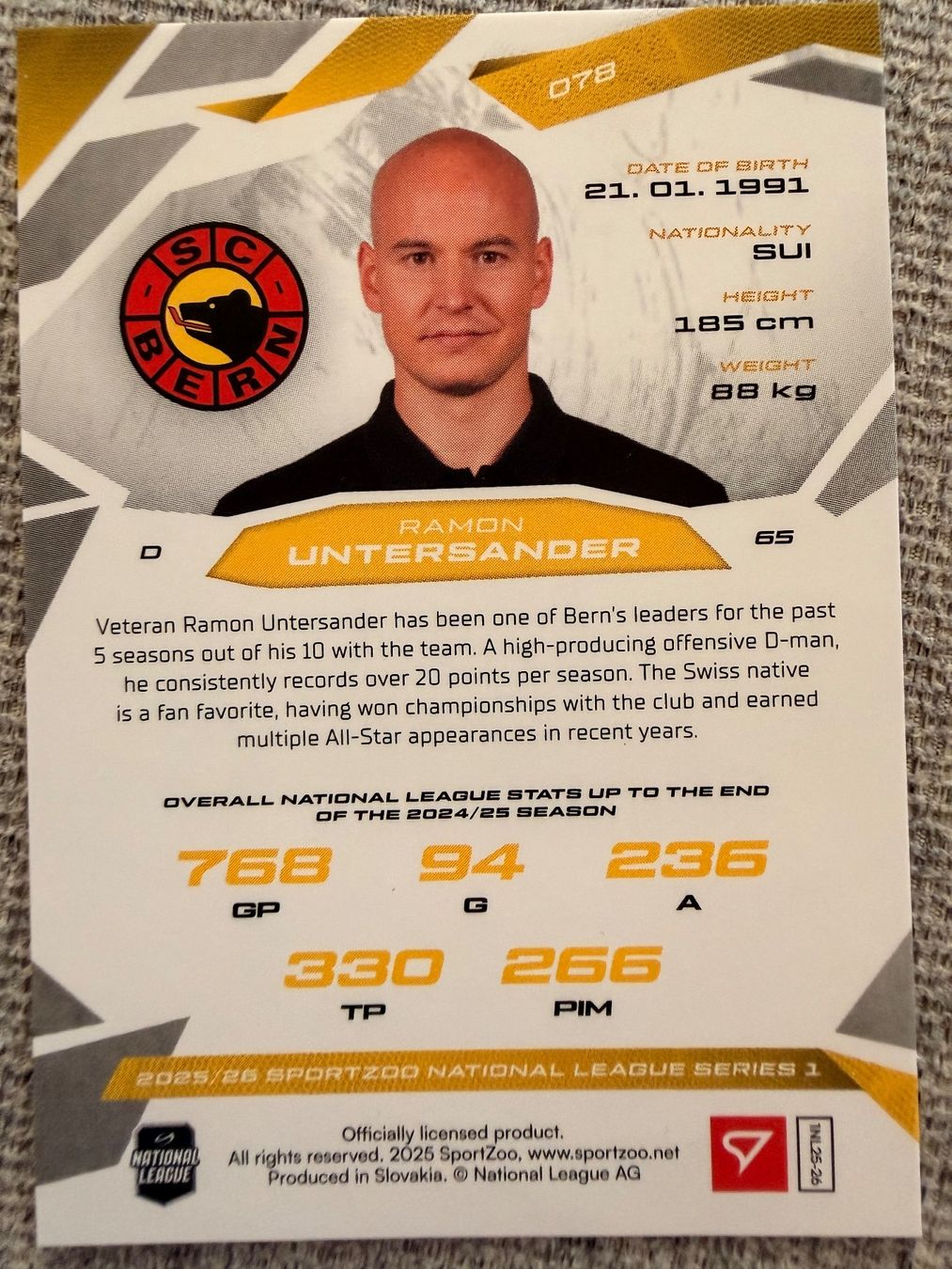 Sportzoo Sammelbilder & Trading cards: Ramon Untersander - SC Bern - red parallel - 10/20 – Neu (gemäss Beschreibung) aus Cheyres von KeK04 1